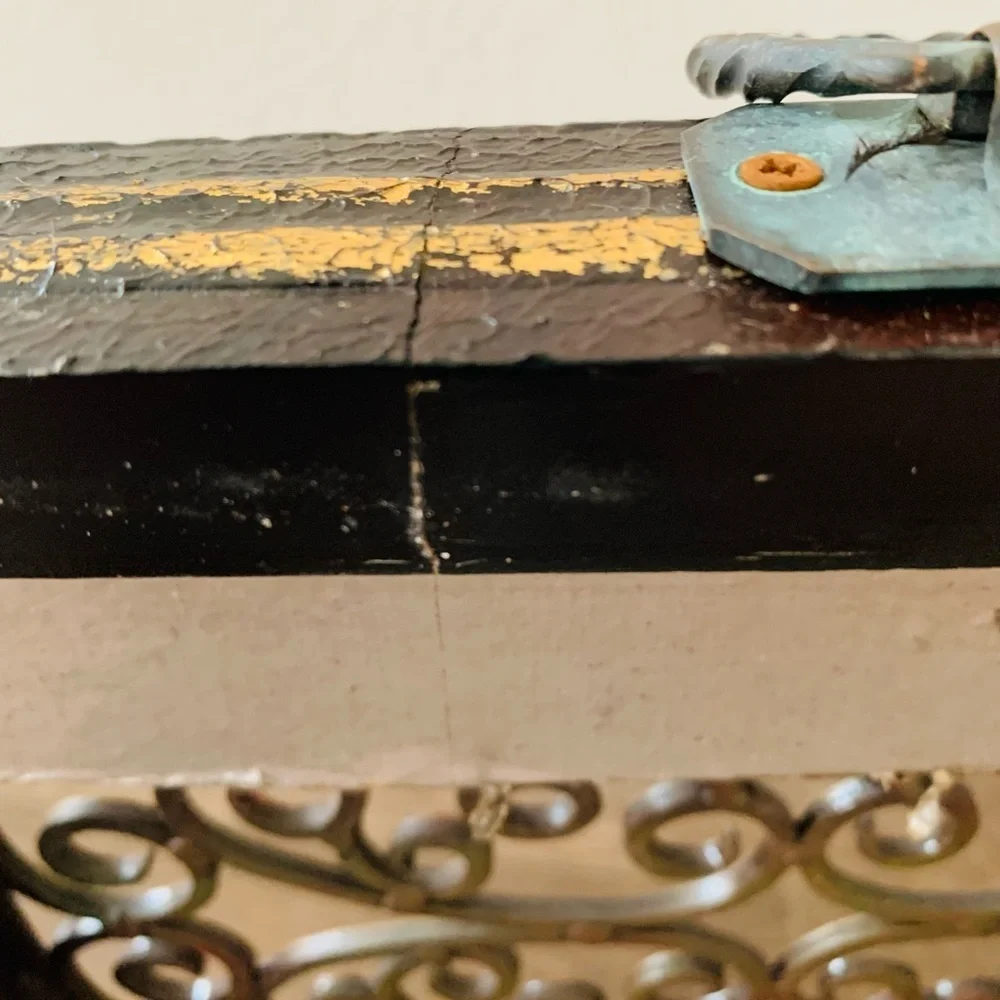 Wooden Jewelry Box with Metal ornaments